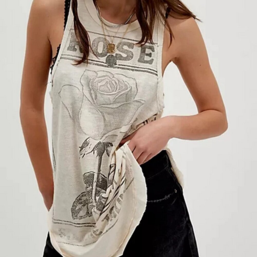 Free People We The Free Rosie Graphic Tank Sleeveless Racerback Top M